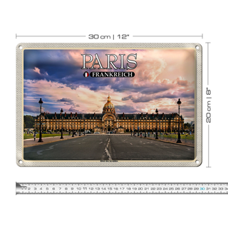 Blechschild Reise 30x20cm Paris Frankreich Hotel des Invalides