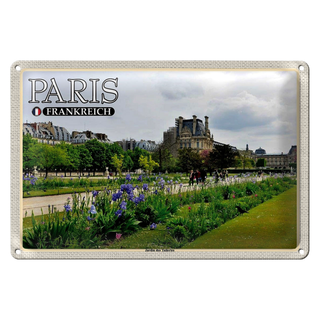 Blechschild Reise 30x20cm Paris Frankreich Jardin des Tuileries Park