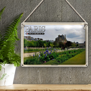 Blechschild Reise 30x20cm Paris Frankreich Jardin des Tuileries Park
