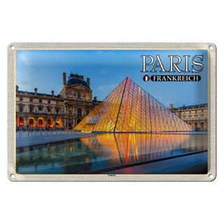 Blechschild Reise 30x20cm Paris Frankreich Louvre Museum
