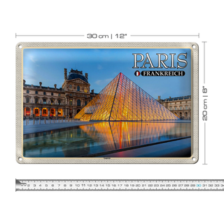 Blechschild Reise 30x20cm Paris Frankreich Louvre Museum