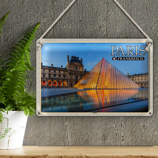 Blechschild Reise 30x20cm Paris Frankreich Louvre Museum