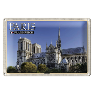 Blechschild Reise 30x20cm Paris Frankreich Notre-Dame Kathedrale