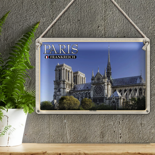Blechschild Reise 30x20cm Paris Frankreich Notre-Dame Kathedrale