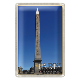 Blechschild Reise 20x30cm Paris Frankreich Obelisk von Luxor