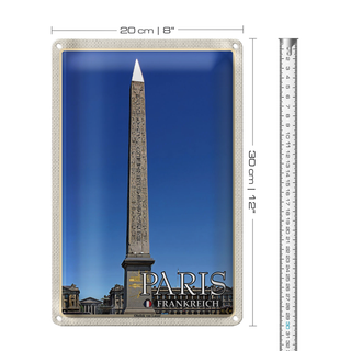 Blechschild Reise 20x30cm Paris Frankreich Obelisk von Luxor