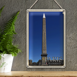 Blechschild Reise 20x30cm Paris Frankreich Obelisk von Luxor