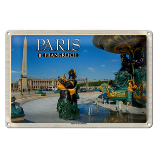 Blechschild Reise 30x20cm Paris Frankreich Place de la Concorde