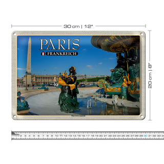 Blechschild Reise 30x20cm Paris Frankreich Place de la Concorde
