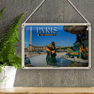 Blechschild Reise 30x20cm Paris Frankreich Place de la Concorde