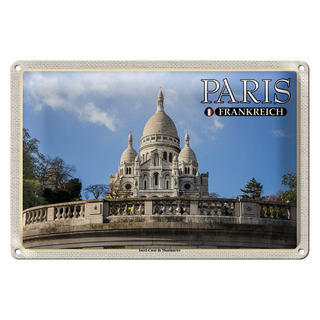 Blechschild Reise 30x20cm Paris Frankreich Sacré-Coeur de Montmartre