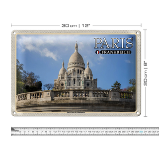 Blechschild Reise 30x20cm Paris Frankreich Sacré-Coeur de Montmartre