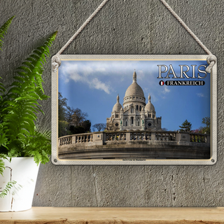 Blechschild Reise 30x20cm Paris Frankreich Sacré-Coeur de Montmartre