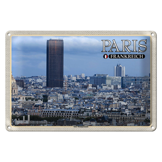 Blechschild Reise 30x20cm Paris Frankreich Montparnasse Hochhaus
