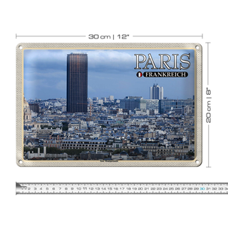 Blechschild Reise 30x20cm Paris Frankreich Montparnasse Hochhaus
