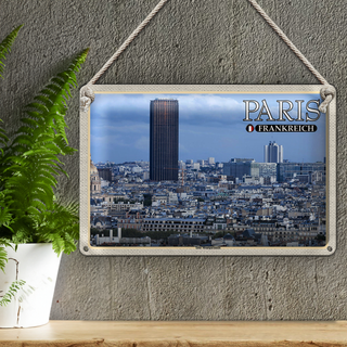 Blechschild Reise 30x20cm Paris Frankreich Montparnasse Hochhaus