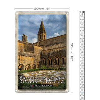 Blechschild Reise 20x30cm Saint-Tropez Frankreich Abtei von Thoronet