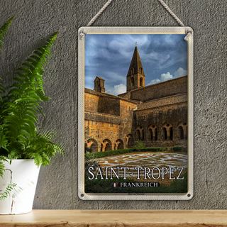 Blechschild Reise 20x30cm Saint-Tropez Frankreich Abtei von Thoronet