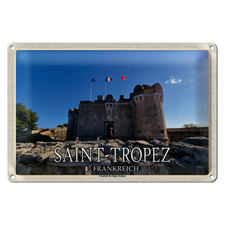 Blechschild Reise 30x20cm Saint-Tropez Frankreich Citadelle