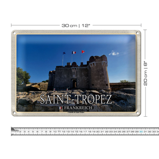 Blechschild Reise 30x20cm Saint-Tropez Frankreich Citadelle