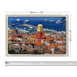 Blechschild Reise 30x20cm Saint-Tropez Eglise Notre-Dame-de