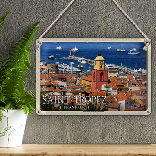 Blechschild Reise 30x20cm Saint-Tropez Eglise Notre-Dame-de
