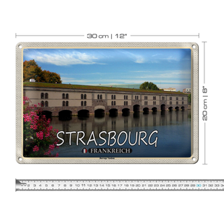 Blechschild Reise 30x20cm Strasbourg Frankreich Barrage Vauban
