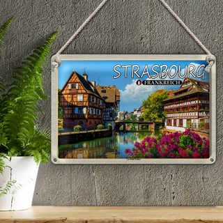 Blechschild Reise 30x20cm Strasbourg Frankreich La Petite France