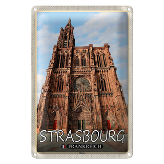 Blechschild Reise 20x30cm Strasbourg Frankreich Münster