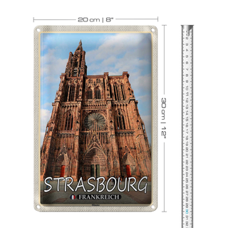 Blechschild Reise 20x30cm Strasbourg Frankreich Münster