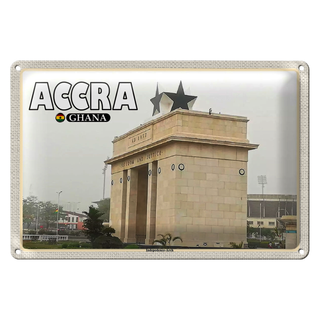 Blechschild Reise 30x20cm Accra Ghana Independence-Arch