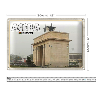 Blechschild Reise 30x20cm Accra Ghana Independence-Arch
