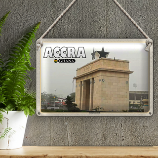 Blechschild Reise 30x20cm Accra Ghana Independence-Arch