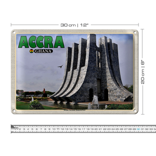 Blechschild Reise 30x20cm Accra Ghana Kwame Nkrumah Memorial Park