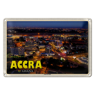 Blechschild Reise 30x20cm Accra Ghana Stadt bei Nacht