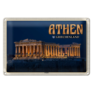 Blechschild Reise 30x20cm Athen Griechenland Akropolis Stadtfestung