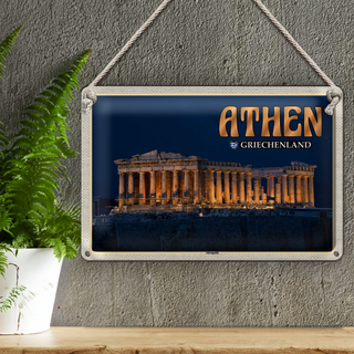 Blechschild Reise 30x20cm Athen Griechenland Akropolis Stadtfestung