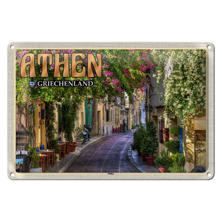 Blechschild Reise 30x20cm Athen Griechenland Plaka Stadtteil