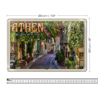 Blechschild Reise 30x20cm Athen Griechenland Plaka Stadtteil