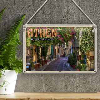 Blechschild Reise 30x20cm Athen Griechenland Plaka Stadtteil