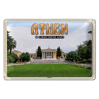 Blechschild Reise 30x20cm Athen Griechenland Zappeion Kongress