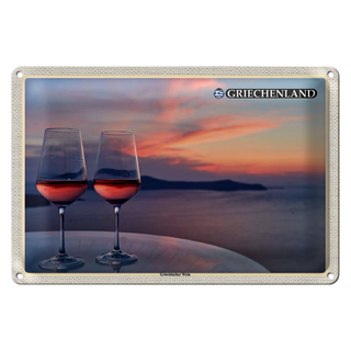 Blechschild Reise 30x20cm Griechenland Griechischer Wein