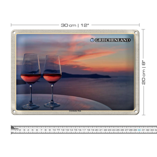 Blechschild Reise 30x20cm Griechenland Griechischer Wein