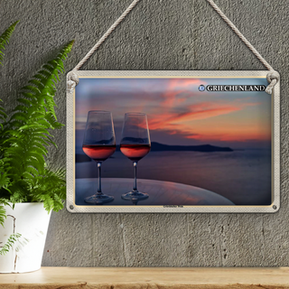 Blechschild Reise 30x20cm Griechenland Griechischer Wein