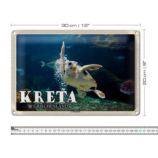 Blechschild Reise 30x20cm Kreta Griechenland Cretaaquarium