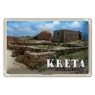 Blechschild Reise 30x20cm Kreta Griechenland Fortezza von Rethymno