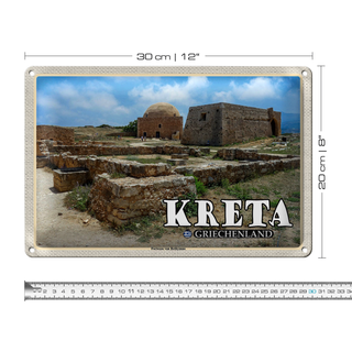 Blechschild Reise 30x20cm Kreta Griechenland Fortezza von Rethymno