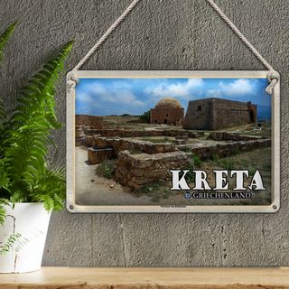 Blechschild Reise 30x20cm Kreta Griechenland Fortezza von Rethymno
