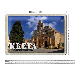 Blechschild Reise 30x20cm Kreta Griechenland Kloster Arkadi