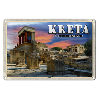 Blechschild Reise 30x20cm Kreta Griechenland Knossos Palasttin sign